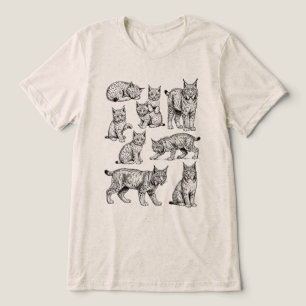 Vintage Bobcat Lynx Wildkatze Skizzensammlung Tri-Blend Shirt