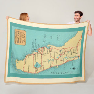 Vintage Boca Grande Florida Karte Fleecedecke