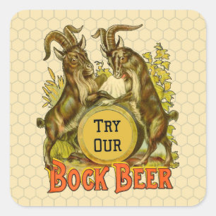 Vintage-Bockbierposter: Antike Goat Saloon Bar  Quadratischer Aufkleber