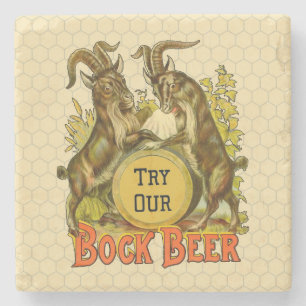 Vintage-Bockbierposter: Antike Ziegen-Saloon-Bar  Steinuntersetzer