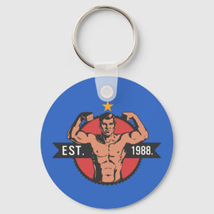 Vintage-Bodybuilder EST 1988 Schlüsselanhänger