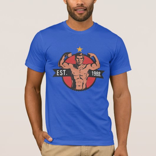 Vintage-Bodybuilder EST 1988 T-Shirt (Vorderseite)