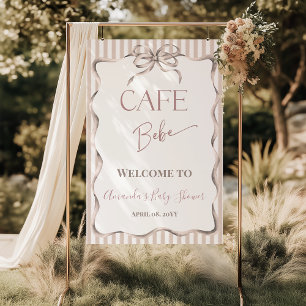 Vintage-Bogen-Cafe-Bebe-Kaffee-Baby-Shower-Willkom Poster