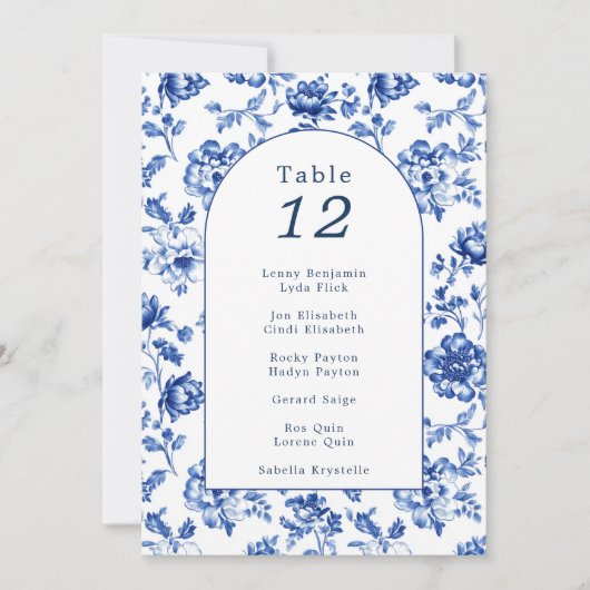 Vintage Bogen-Delware-Sitzkarte Einladung (Vorderseite)