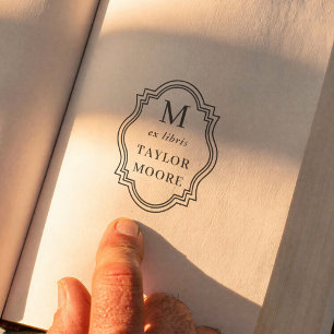 Vintage-Bogenrahmen Elegantes Monogramm Ex Libris  Gummistempel