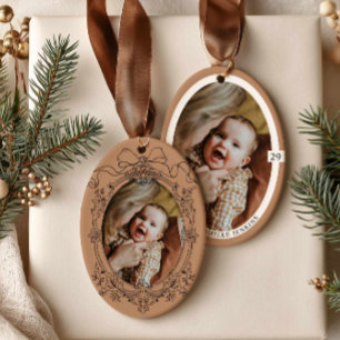 Vintage-Bogenrahmen-Foto-Weihnachtsbaumschmuck Keramik Ornament