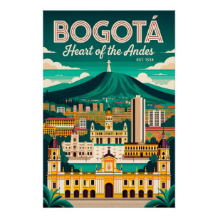 Vintage Bogotá Kolumbien Herz der Anden Retro Poster