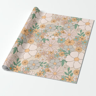Vintage-Bohemien-Retro-Blumen-Hippie-Stil-Botanik Geschenkpapier