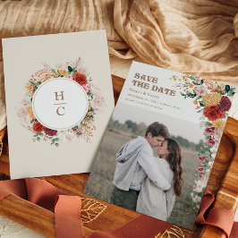 Vintage Bohemische Blume Foto Save the Date