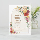 Vintage Bohemische Blume Pampas Gras Save the Date (Stehend Vorderseite)