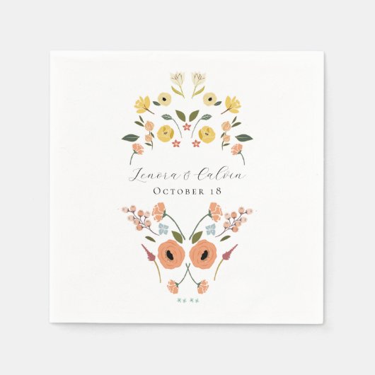 Vintage Bohemische Blumenhochzeit Serviette (Vorderseite)