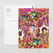 Vintage Bohemische Göttin Neon Postkarte (Vorne/Hinten)