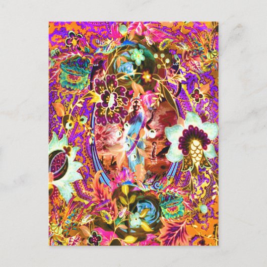 Vintage Bohemische Göttin Neon Postkarte (Vorderseite)