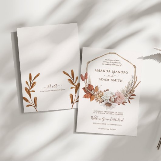 Vintage Bohemische Herbstromantik Wasserfarbenhoch Einladung