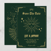 Vintage Bohemische Kunstsonne Save The Date (Vorne/Hinten)