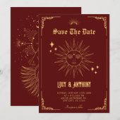 Vintage Bohemische Kunstsonne Save The Date (Vorne/Hinten)