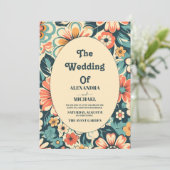Vintage Bohemische Retro-Lässige Hochzeit Einladung (Stehend Vorderseite)