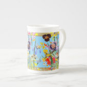 Vintage Bohemische Songbird Sky Blue Porzellantasse (Vorderseite Rechts)