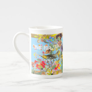 Vintage Bohemische Songbird Sky Blue Porzellantasse