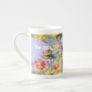Vintage Bohemische Songbirds Periwinkle Porzellantasse