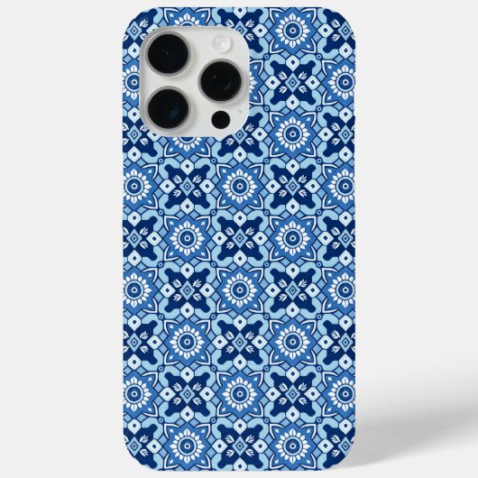 Vintage Boho Blaues Blumenmuster Case-Mate iPhone Hülle (Rückseite)