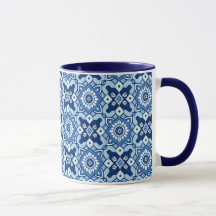 Vintage Boho Blaues Blumenmuster