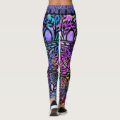 Vintage Boho Blues Glasmuster Leggings (Rückseite)