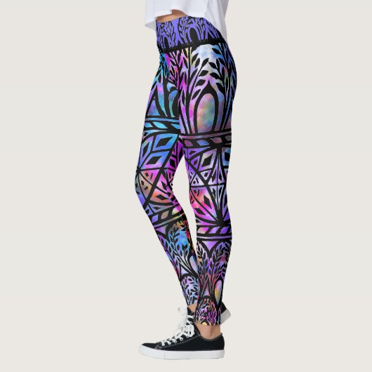 Vintage Boho Blues Glasmuster Leggings (Links)