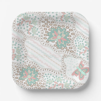 Vintage Boho Blumen- und Schmetterlingsmuster Pappteller