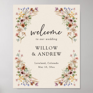 Vintage-Boho-Blumen-Willkommensposter Poster