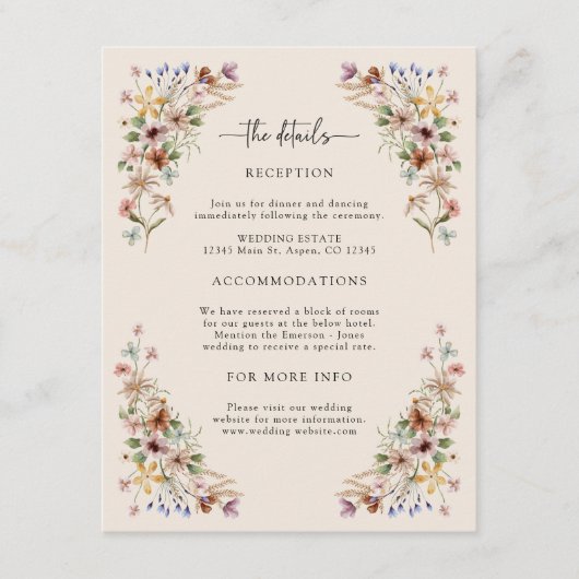 Vintage Boho-Blumendetails Begleitkarte (Vorderseite)