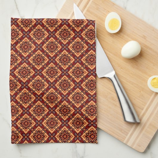 Vintage Boho Blumenmuster Geschirrtuch (Viertel Falte)