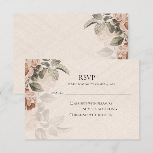 Vintage Boho Botanical RSVP Rustic Terracotta Karte (Vorne/Hinten)