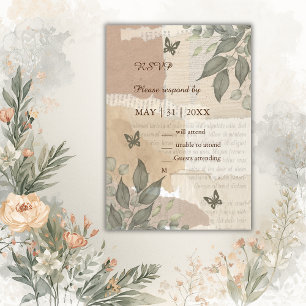 vintage boho-chic-grüne Hochzeit RSVP Karte