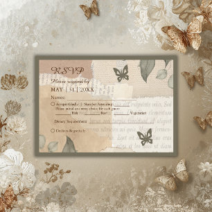 vintage boho-chic grüne Hochzeit RSVP Karte