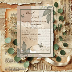 vintage Boho-Chic-Grünpflanzen-Monogramm-Junggesel Einladung