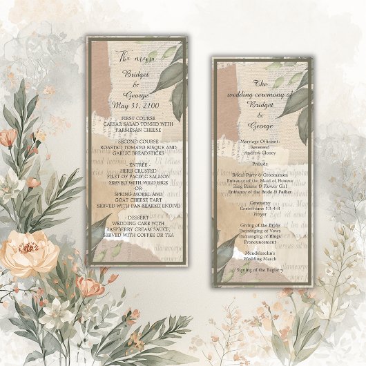 vintage Boho-Chic-Grünprogramm & Menü Programm