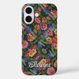 Vintage Boho-Chic Pastell-Blumen-Garten-Libelle  iPhone 16 Hülle