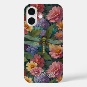 Vintage Boho-Chic Pastell-Blumen-Garten-Libelle iPhone 16 Hülle