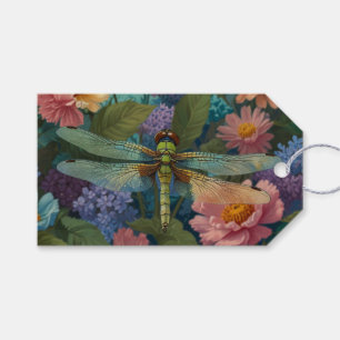 Vintage Boho Chic Pastell Blumen Garten Libelle  Geschenkanhänger