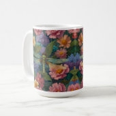 Vintage Boho-Chic Pastell-Blumen-Garten-Libelle  Kaffeetasse (Vorderseite Links)