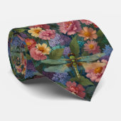 Vintage Boho-Chic Pastell-Blumen-Garten-Libelle Krawatte (Gerollt)