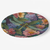 Vintage Boho-Chic Pastell-Blumen-Garten-Libelle Pappteller (Schrägansicht)
