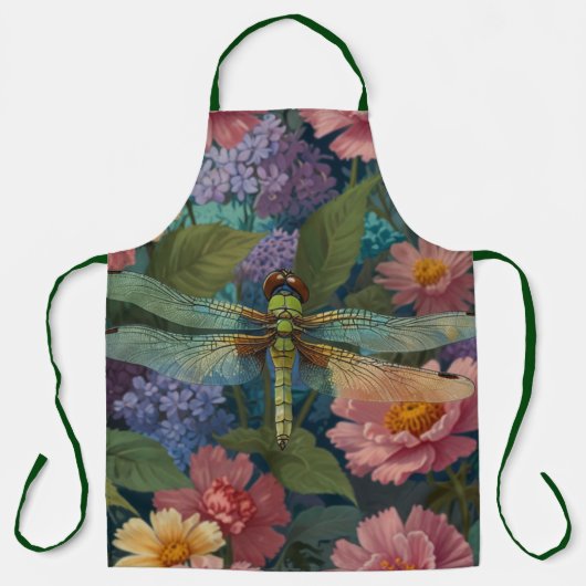 Vintage Boho Chic Pastell Blumen Garten Libelle  Schürze (Vorderseite)