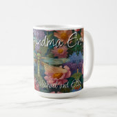Vintage Boho Chic Pastell Blumen Libelle Oma Kaffeetasse (VorderseiteRechts)
