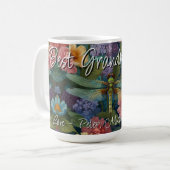 Vintage Boho Chic Pastell Blumen Libelle Oma Kaffeetasse (Vorderseite Links)