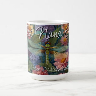 Vintage Boho Chic Pastell Blumen Libelle Oma Kaffeetasse
