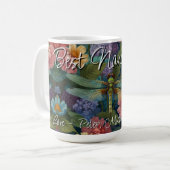 Vintage Boho Chic Pastell Blumen Libelle Oma Kaffeetasse (Vorderseite Links)