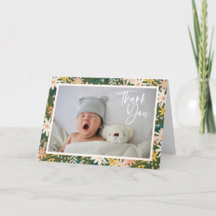 Vintage Boho Floral Neugeborenen-Foto Baby Shower Dankeskarte