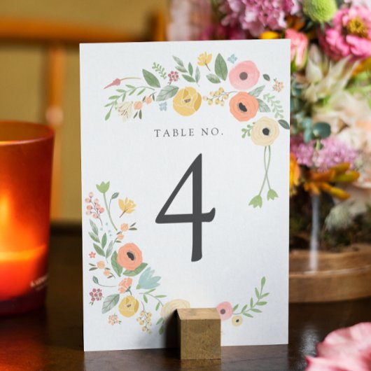 Vintage Boho Floral Wedding Tischnummer